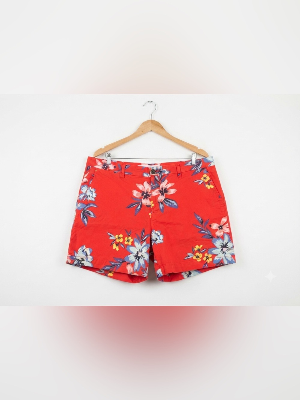 Old Navy Women's Red Tropical Floral Linen Blend Everyday Shorts Size 16
